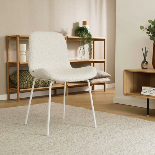 Nolon Nora-Fé Eetkamerstoel Teddy Wit - Stof - Witte Poten - vtwonen shop