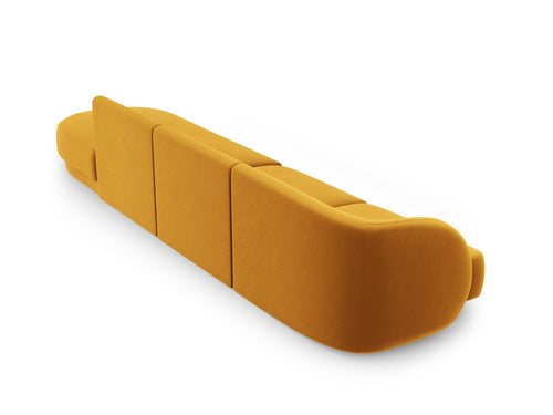Micadoni Rechte bank Miley 4-zits, flueel, geel - 90x323x70cm