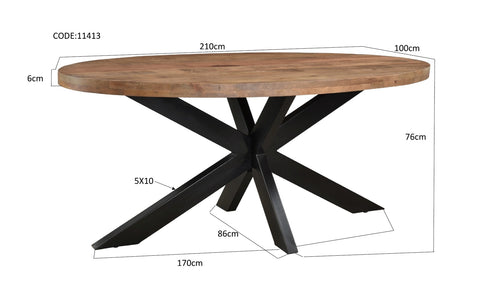 Brix eetkamertafel Ovaal - 210 cm - mangohout - bruin