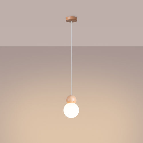 Sollux Lighting Hanglamp PEKKA 1 wit/natuurlijk hout - 11x11x124cm