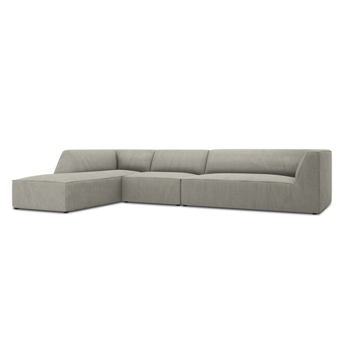 Cosmopolitan Design - Modulaire hoekbank links Siena 5-zits, ribfluwelen lichtgrijs - 180x366x69cm