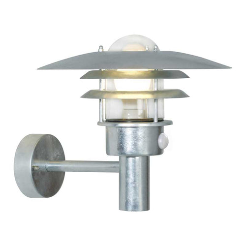 Nordlux Lønstrup Wandlamp Buiten | Sensor | Ø32cm | E27 | IP44 | Verzinkt | Seaside - vtwonen shop
