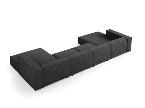 Cosmopolitan Design Panoramische bank Arendal 6-zits, chenille, zwart - 166x364x70cm