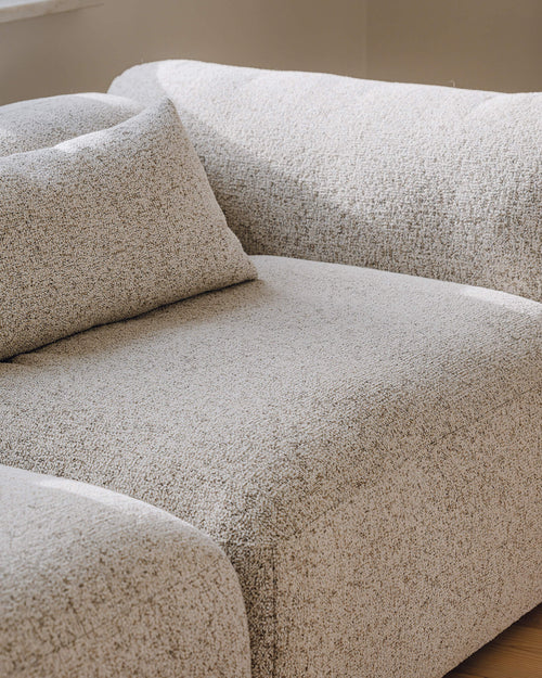 noo.ma Yaro 3-zits hoekbank - Desert Beige Bouclé, zachte zit, 263x169,5x69 cm