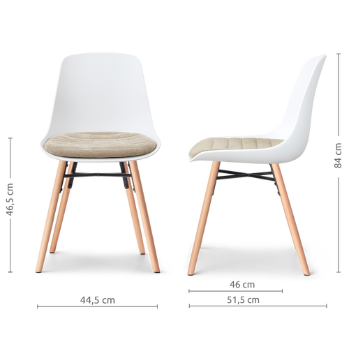 Nolon Nena-Liv eetkamerstoel wit met nougatbruin zitkussen - houten onderstel