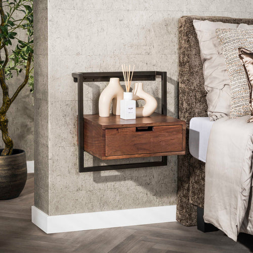 Giga Living Nachtkastje Air Solid - Bruin Hout - 35x44x45cm