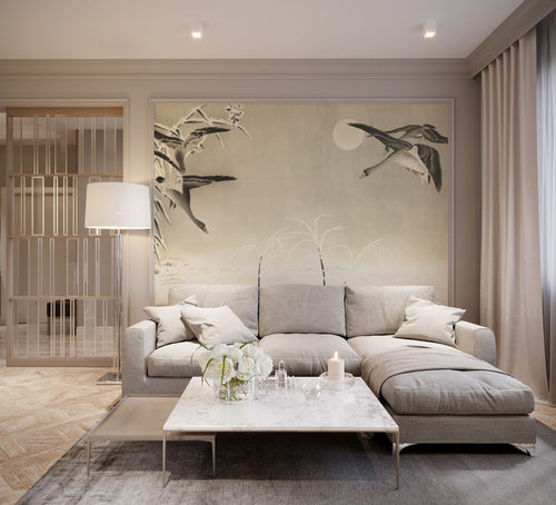 Sanders & Sanders fotobehang vogels beige - 424 x 280 cm - 640895