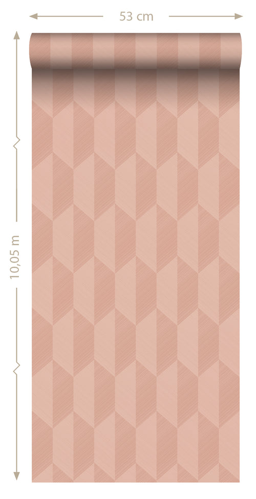 Origin Wallcoverings eco-texture vliesbehang 3D-motief terracotta roze - 50 x 900 cm - 348033 - vtwonen shop