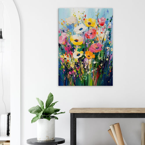 Artfulprints Canvas Colourful flowers canvas - 60x90 cm - Meerkleurig