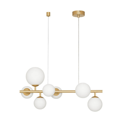 Nova Luce ODILLIA Bolvormige hanglamp voor plafond, opaal, matgoud, LED G9 7x5W