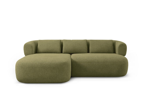 Micadoni linker hoekbank Jenny 5-zits, boucle groente - 145x200x73cm