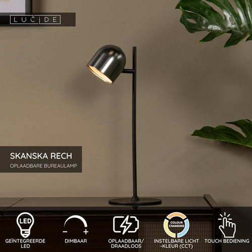 Lucide bureaulamp SKANSKA RECH - Geïntegreerde LED - Grijs ijzer