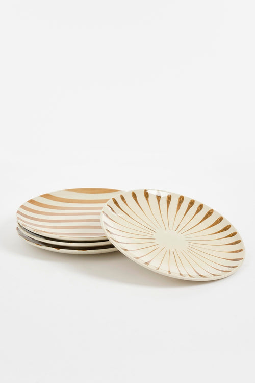 Mica Decorations Elsie Dinerbord - 1 Bord Handgeschilderd - Willekeurige Verzending, Keuze Niet Mogelijk - H3 x Ø36 cm - Steen - Bruin