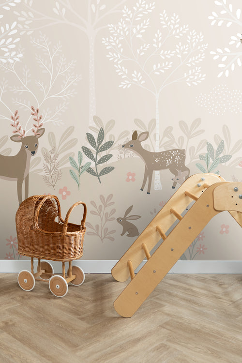 ESTAhome fotobehang hertjes beige - 250 x 279 cm - 159239 - vtwonen shop