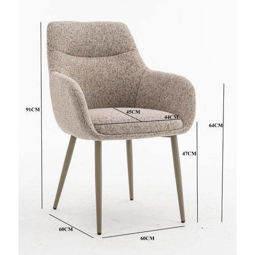 DÉJA Living Eetkamerstoel Noé - Taupe/Taupe - Zithoogte 47cm - Set van 2 - vtwonen shop