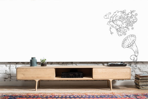 Gazzda Fawn Lowboard Whitewash - TV meubel - 2 Lades - 220 x 45 cm