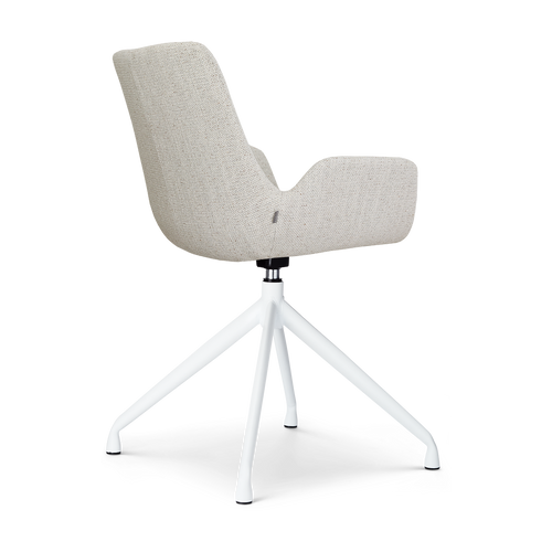 Nolon Nola-Eef Eetkamerstoel Beige Gemêleerd - Draaibaar Wit Onderstel