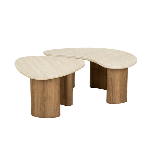 Giga Meubel Salontafel Organic Travertin - Set Van 2 - 88x44x36cm - vtwonen shop