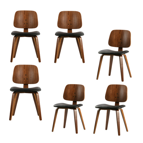 vtwonen eetkamerstoelen Classic - Hout - Zwart/Walnoot - Set van 6 - vtwonen shop