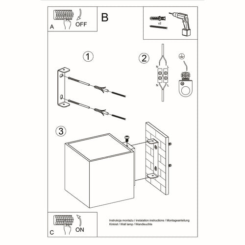 Sollux Lighting Wandlamp QUAD 1 wit - 10x12x10cm