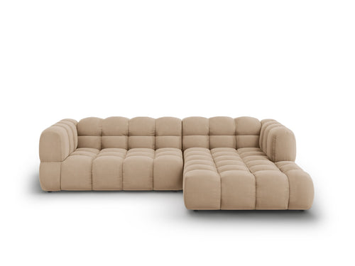 Cosmopolitan Design Modulaire hoekbank rechts Sky 4-zits, flueel, zand - 162x272x70cm