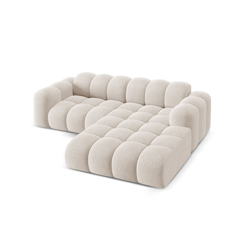 Cosmopolitan Design - Rechter hoekbank Treno 3-zits, chenille lichtbeige - 184x240x70cm