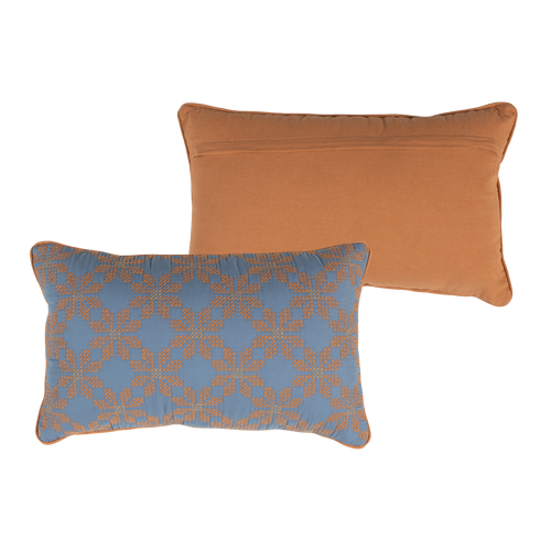WOOOD kussens Lira - Blauw/Oranje - Set van 4