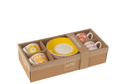 J-Line kop + schoteltje - keramiek - mix - small - 4 stuks