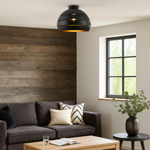 Freelight plafondlamp Djarin - 1 lichts - 40  x 32   cm - zwart goud - vtwonen shop