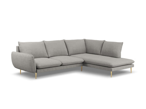 Cosmopolitan Design rechter hoekbank Vienna 6-zits, structurele stof, lichtgrijs - 185x275x95cm