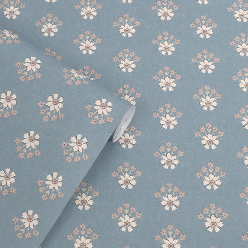 Laura Ashley Vliesbehang - Semington Floral Geo Newport Blue