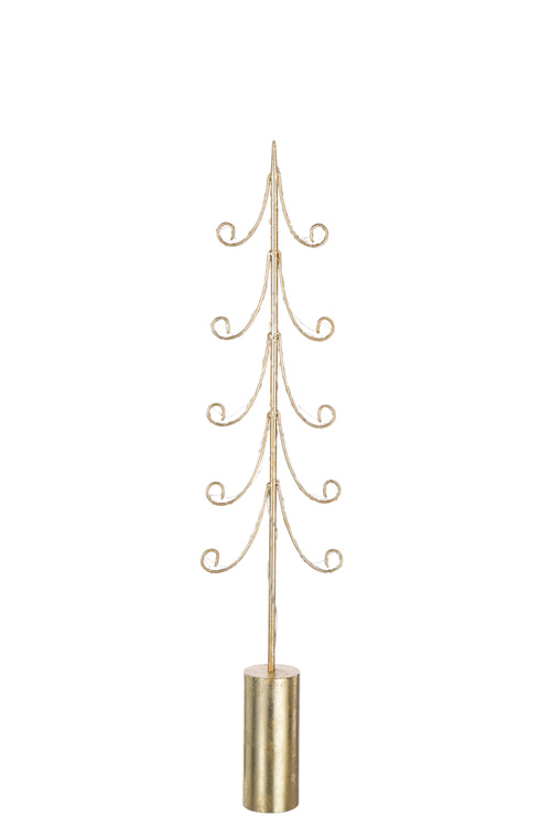 J-Line decoratie Boom Cilindervoet - ijzer - goud - large - LED lichtjes - vtwonen shop