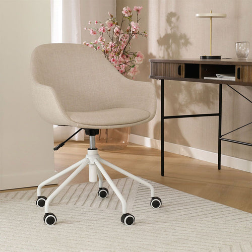 Nolon Nout-Mae Bureaustoel Beige - Armleuning - Wit Onderstel