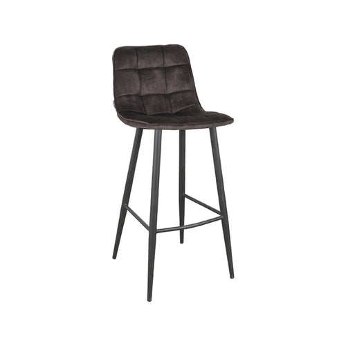 LABEL51 Barkruk Jelt - Antraciet Velvet - Zithoogte 78cm - Set van 2