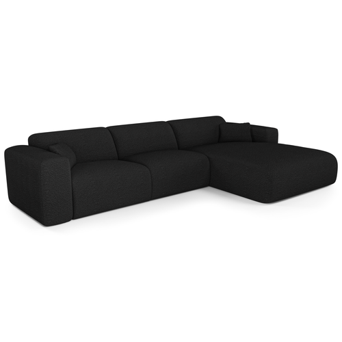 Sia Home - Rechthoekige hoekbank die als bed kan worden gebruikt MYRA - bouclé-stof donker antraciet 299cm