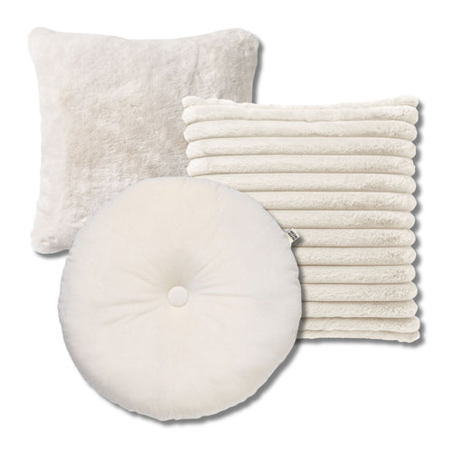 Dutch Decor - KUSSENSET - 3-delig - White Shapes - 50x50 cm, 45x45 cm, Ø40 cm - inclusief binnenkussens - wit - vtwonen shop