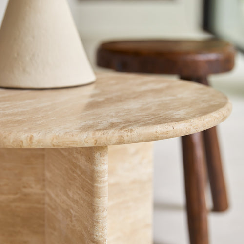 Tikamoon Hocker van travertijn - Naturel - vtwonen shop