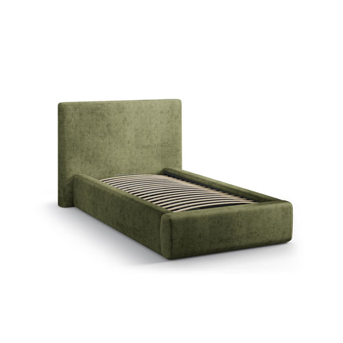 Cosmopolitan Design - Opbergbed met hoofdeinde Asti 90x200cm chenille groente - 220x130x95cm