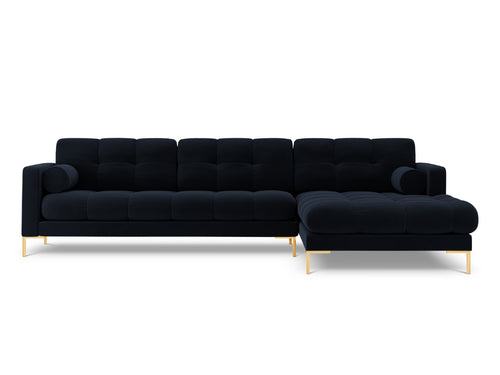 Cosmopolitan Design rechter hoekbank Bali 5-zits, flueel, donkerblauw - 185x293x75cm
