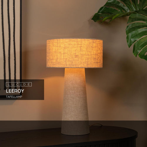 Lucide tafellamp LEEROY - 1xE27 - Taupe - vtwonen shop