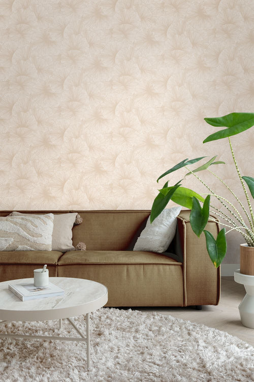 ESTAhome behang 3D-motief bladeren beige - 53 cm x 10.05 m - 131395
