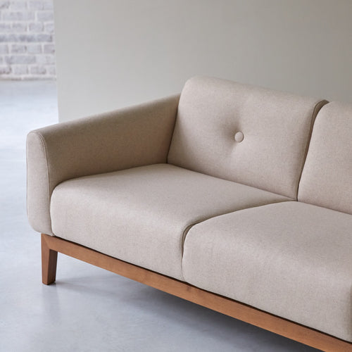 Tikamoon 2-zitsbank van massief eiken en ecru wol - Beige