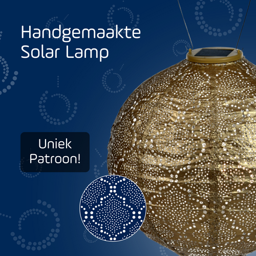 Lumiz solar lampion - bazaar rond - 30 cm - goud