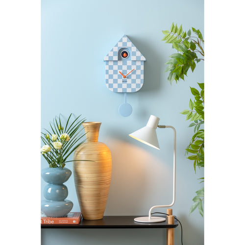 Karlsson wandklok Modern Cuckoo Checker - blauw - 8.5x21.5x40.5cm - vtwonen shop