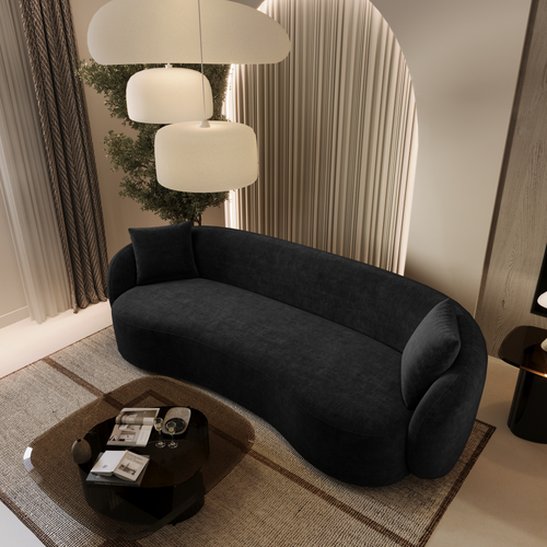 Sia Home - Rechte bank CELINE - Zacht aanvoelende geweven stof - Zwart - 210cm - vtwonen shop