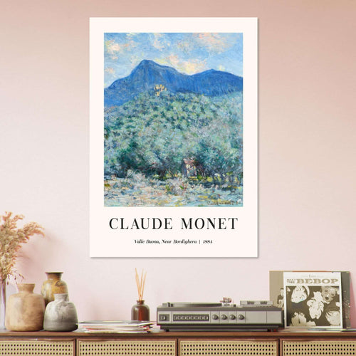 Artfulprints Poster met Lijst Claude Monet - Valle Buona, near Bordighera   - 50x70 cm - Blauw
