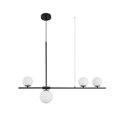 Merano Diego 4 Light Bar Plafondlamp Wit Frosted Glas Zwart Metaal LED G9