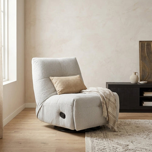 StarFurn Fauteuil Lazy - Lichtgrijs Stof - Draaibaar & Relaxfunctie