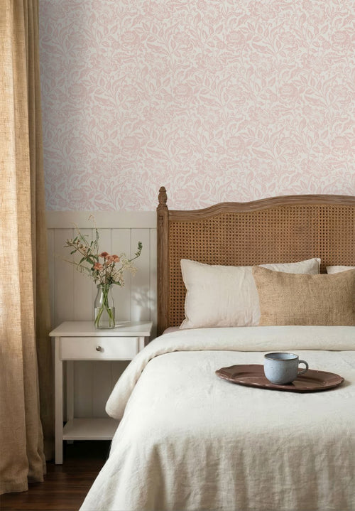 ESTAhome behang vintage bloemen zacht roze - 50 x 900 cm - 132113