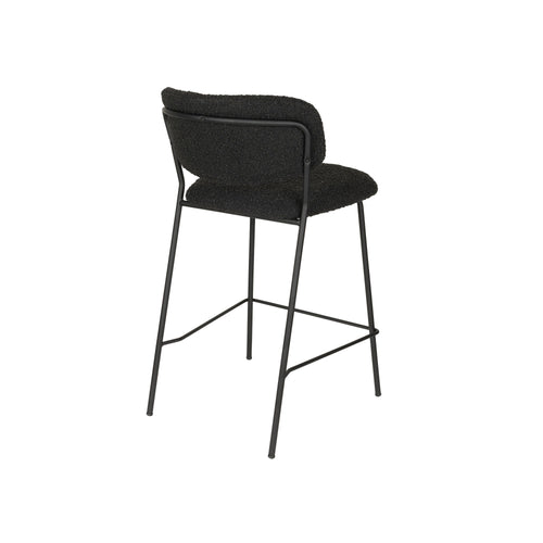 Housecraft Living Jolien Barkruk 65 cm Zwart/Zwart Bouclé - set van 2